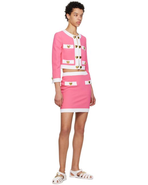 Moschino Pink Heart Buttons Miniskirt