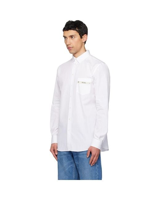 Moschino Blue Cotton Denim Shirt for men