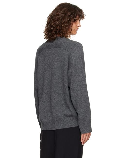 Loulou de Saison Black Sage Lds V Neck Cashmere Sweater