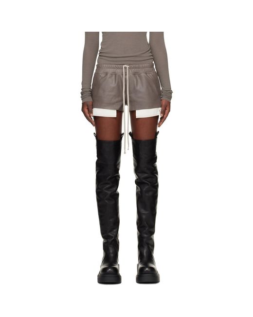 Rick Owens Black Temple Fog Leather Shorts