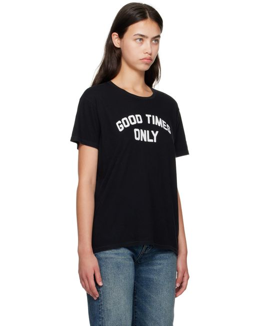R13 ブラック 'Good Times Only' Boy Tシャツ Black