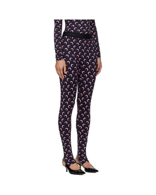 MARINE SERRE Black Recycled Moon Jersey Stirrup Leggings