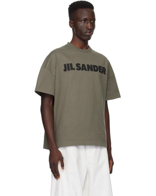 T-shirt vert à logo imprimé Jil Sander pour homme en coloris Green