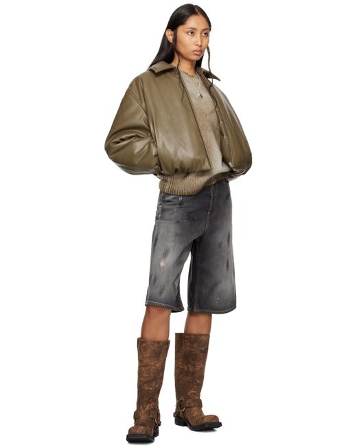 Acne Brown Buckle Denim Tall Boots