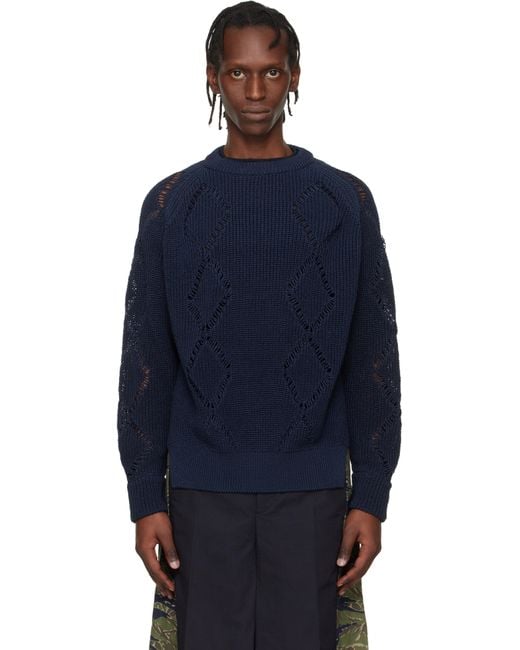 Toga Virilis Motif Knit Pullover Sweater in Blue for Men | Lyst
