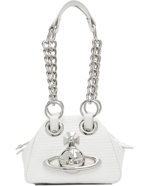 Vivienne Westwood ホワイト Archive Orb チェーン ハンドバッグ Vivienne Westwood ホワイト Archive Orb チェーン ハンドバッグ