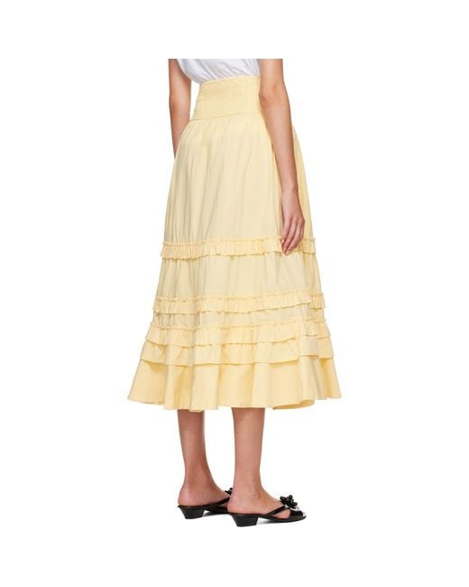 Ganni Yellow Cotton Maxi Skirt