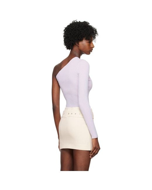 REMAIN Birger Christensen Black Purple Single-shoulder Long Sleeve T-shirt