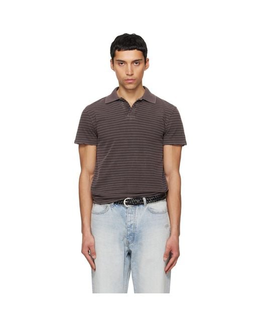 TONYWACK Black Garment Dyed Stripe Pique Polo for men