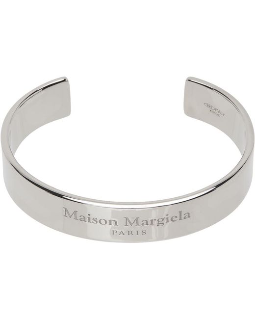 Maison Margiela Black Engraved Cuff Bracelet for men