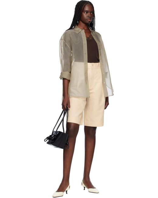 Filippa K Natural Relaxed Pleated Cotton Linen Shorts
