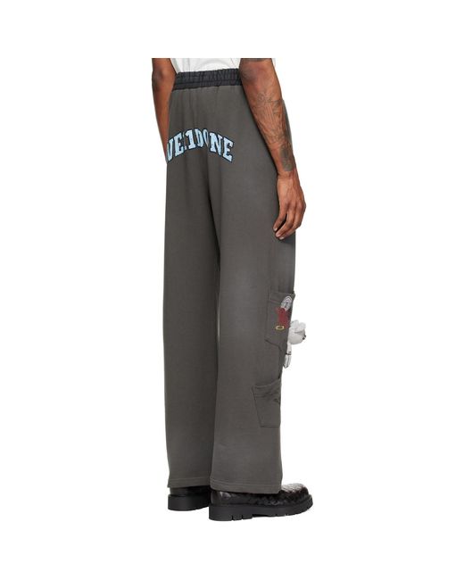 we11done Gray Washed Doodle Teddy Sweatpants for men