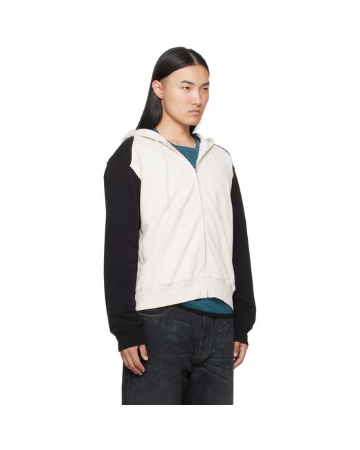 MM6 by Maison Margiela Black Off- & Paneled Zip-Up Hoodie for men
