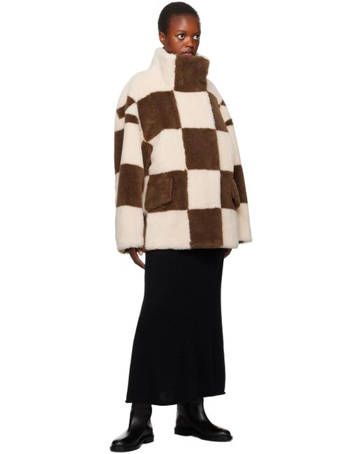 Stand Studio Natural Off-white & Brown Dani Faux-fur Jacket