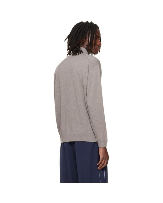Maison Kitsuné Gray Taupe Profile Fox Comfort Mock Neck Sweater for men