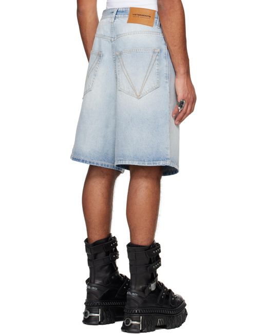 メンズ Vetements ブルー ボタンフライ デニムショートパンツ Blue
