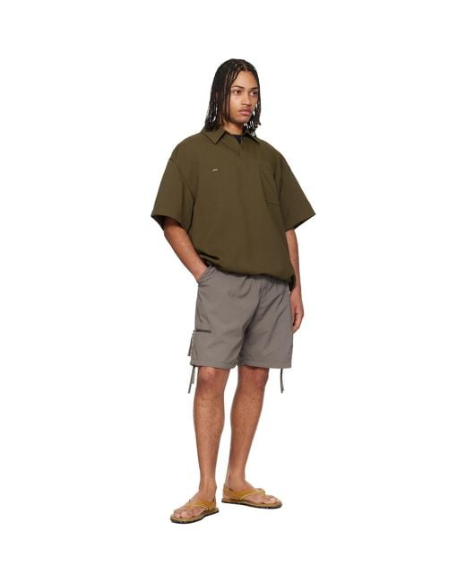 Wooyoungmi Green Khaki Twill Patch Pocket Polo for men