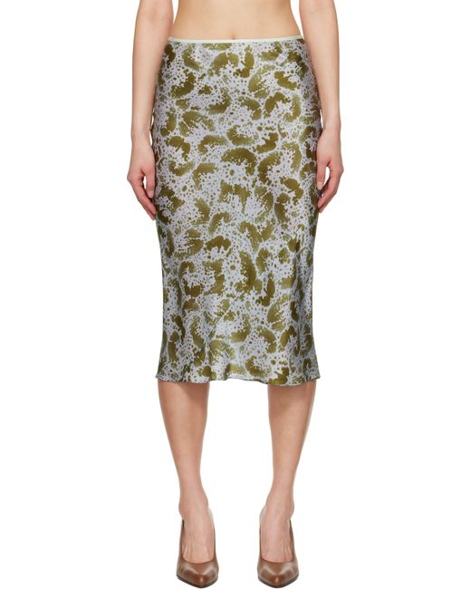 Jupe Midi Bleu Et Vert En Soie À Motif Imprimé Dries Van Noten en coloris Black