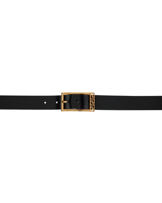 Versace Black Greca Leather 3 Cm Belt for men