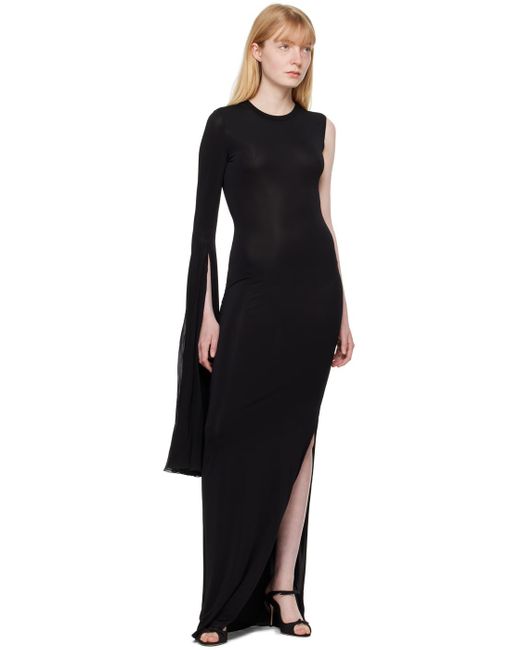 Nensi Dojaka Black Asymmetric Maxi Dress