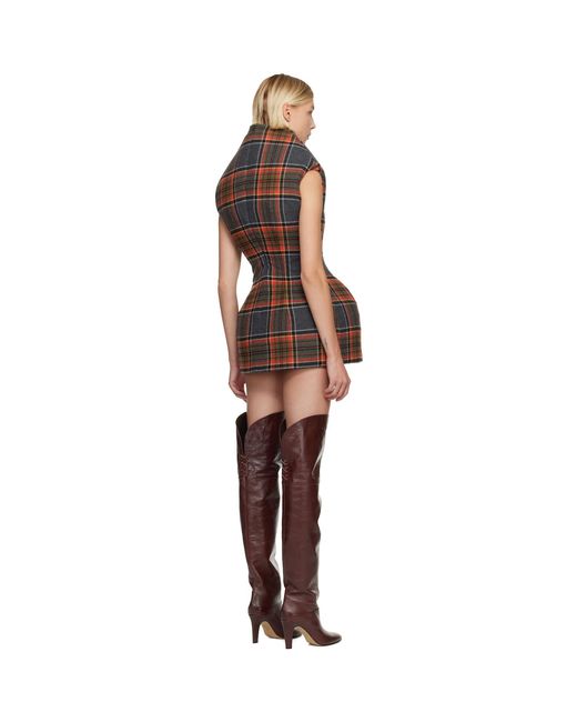 Duran Lantink Black Sculptured Tartan Minidress