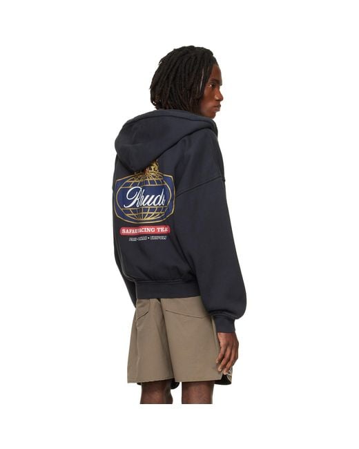 Rhude Blue Balck Safari Crest' Zip-Up Hoodie for men