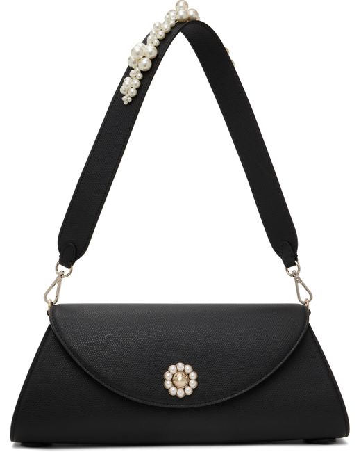 Simone Rocha Black Beaded Long Pochette Valentine Bag