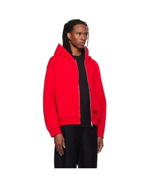Givenchy Red Couture Seam Zipped Hoodie for men