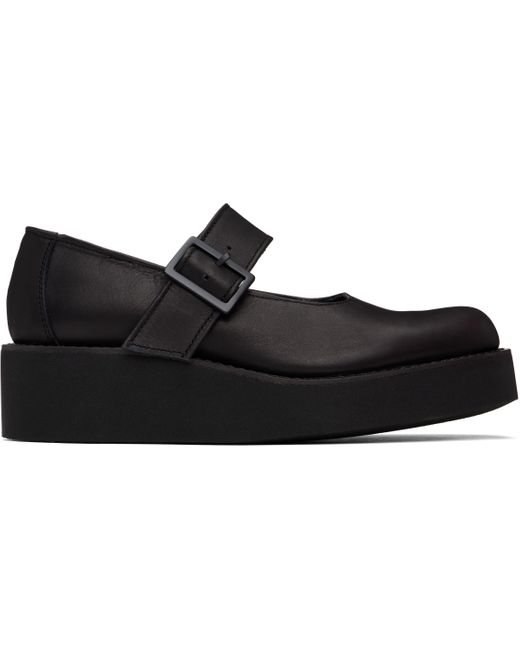 Yohji Yamamoto Black Soft Leather Platform Loafers