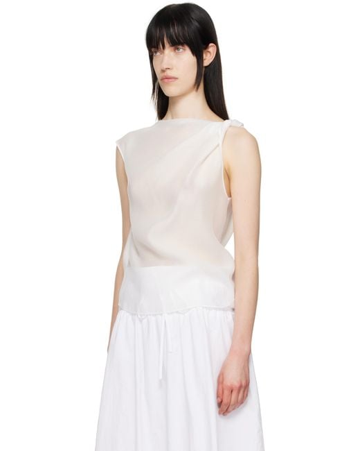 LE17SEPTEMBRE White Asymmetrical Draped Tank Top