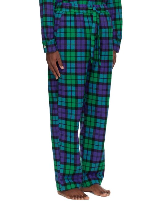 Pantalon de pyjama vert et bleu à carreaux Tekla pour homme en coloris Green
