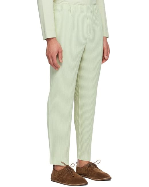 Homme Plissé Issey Miyake White Homme Plissé Issey Miyake Green Tailored Pleats 1 Trousers for men
