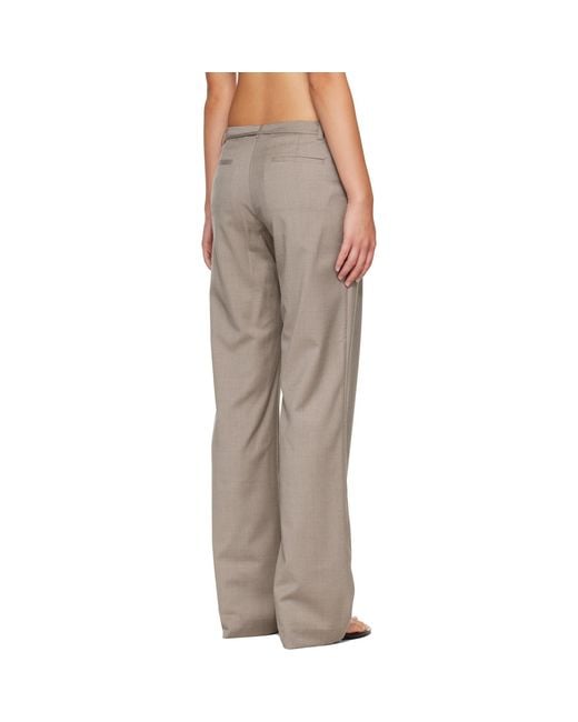 St. Agni Gray Taupe 90S Wool Rouleau Minimal Trousers