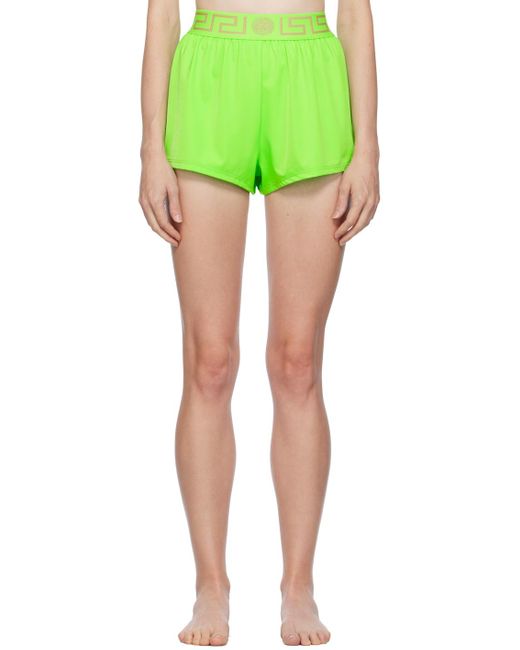 Versace Green Greca Swim Shorts