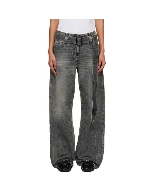 Acne Black Belted Relaxed Fit Jeans