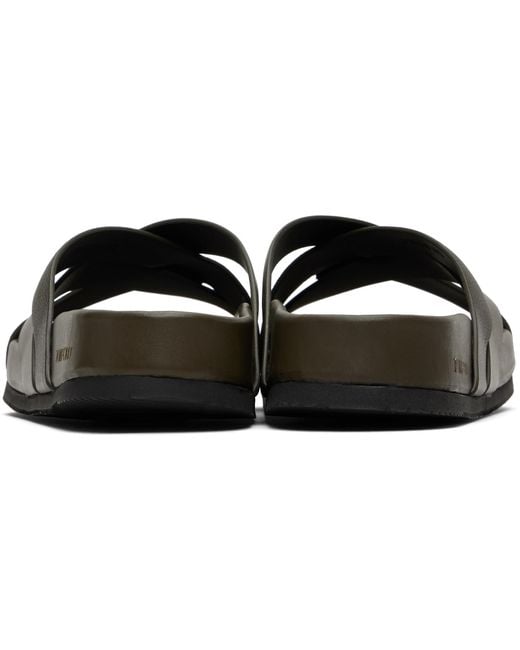 Tom Ford Black Khaki Smooth & Supple Grain Leather Sandals for men
