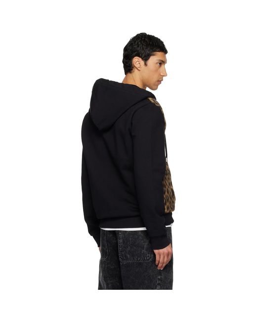 Lanvin Black Zipped Faux-Fur Hoodie for men
