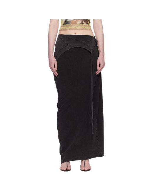 OTTOLINGER Black Draped Slit Maxi Skirt