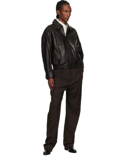 Nour Hammour Black Dalma Relaxed Leather Jacket