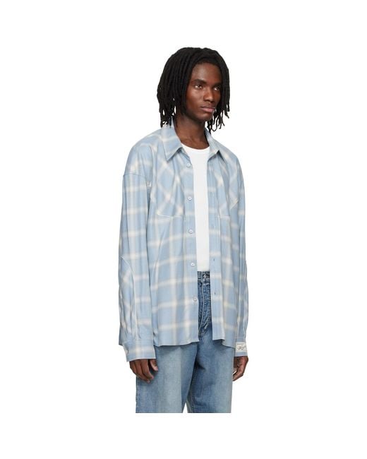 Wooyoungmi Blue Gradient Check Western Shirt for men
