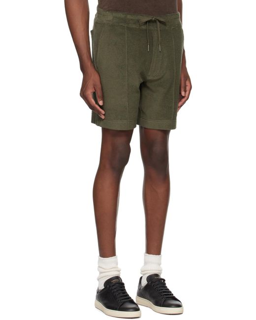Tom Ford Green Khaki Towelling Shorts for men