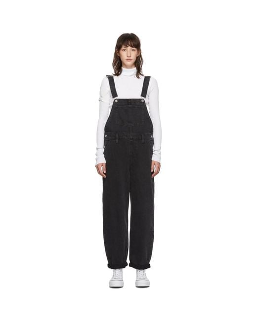 Levi s Black Baggy Overalls Lyst