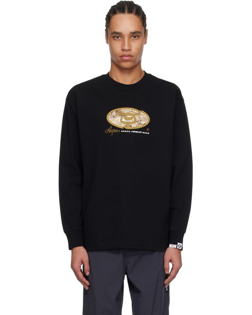 Aape By A Bathing Ape Black 'Aape' Theme Main Long Sleeve T-Shirt for men