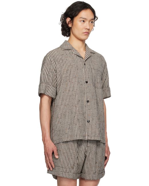 メンズ Bottega Veneta ブラウン＆オフホワイト Knotted Viscose Check シャツ Gray