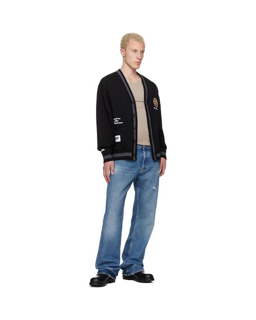 Aape By A Bathing Ape Black 'Aaper' Button Down Cardigan for men