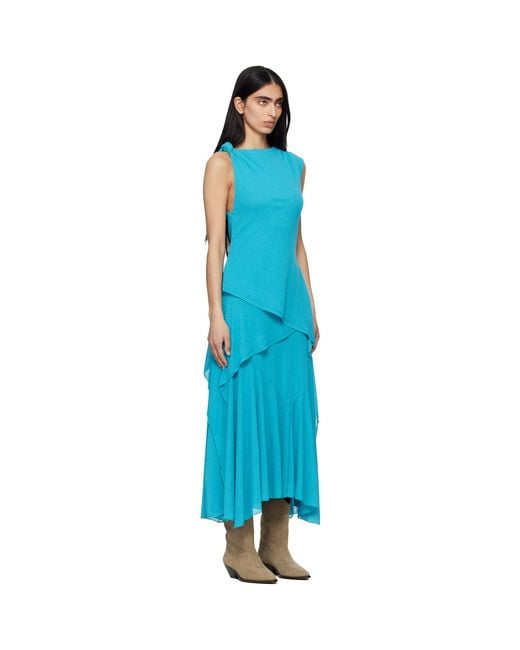 Ganni Blue Marl Mesh Maxi Dress