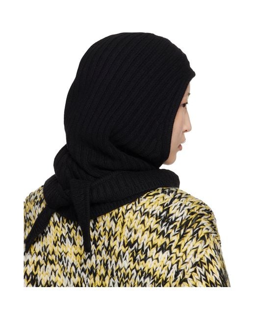 Ganni Black Wool Mix Balaclava