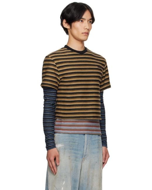 ANDERSSON BELL Black Stripe Ls T-Shirt for men