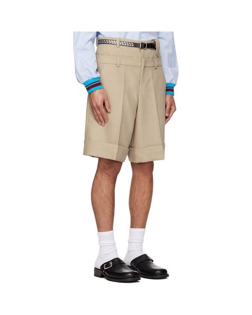 Egonlab Natural Double Waist Wool Shorts for men