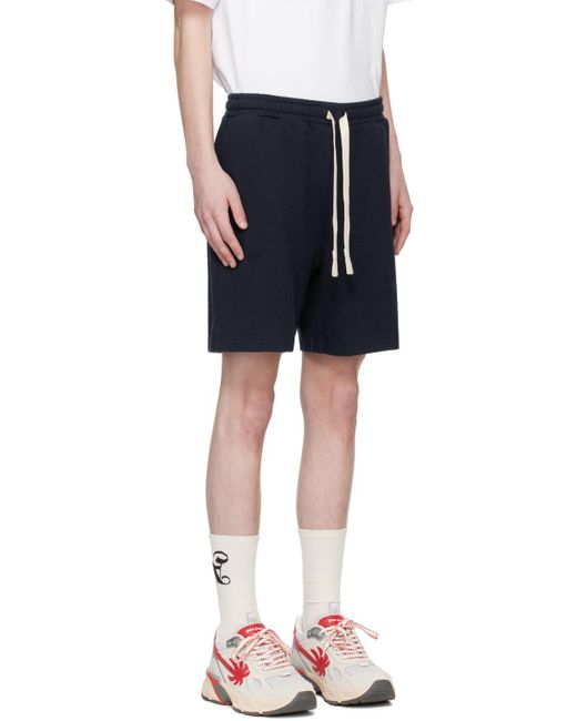 Palm Angels Black Navy Embroidered Shorts for men
